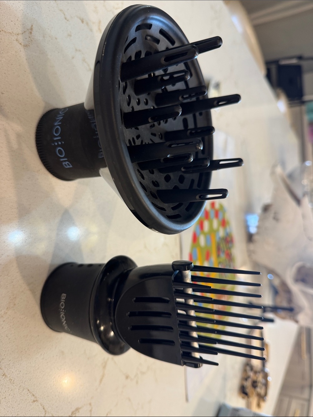 Bio Ionic Black Hair Dryer Diffuser & Pick Attachments - Universal Fit
